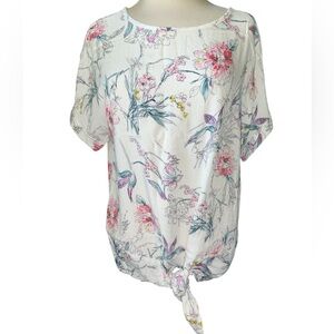 Buffalo David Bitton blouse tie waist back keyhole opening floral Sz small NWT